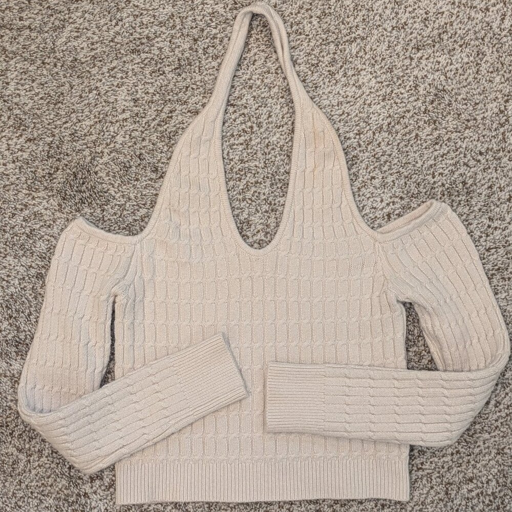 Abercrombie & Fitch Halter Cable Knit Cropped Sweater Size Medium